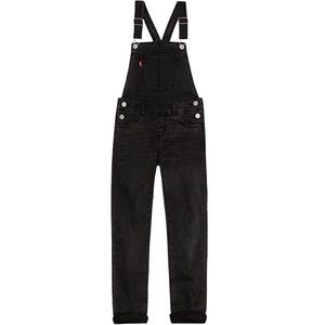 Levi's Girlfriend Overalls Faded Black Stretch Denim Jean Cuffed Girls Size 16